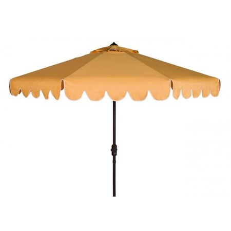 Safavieh 9 ft. Venice Single Scallop Crank Outdoor Push Button Tilt Umbrella; Yellow & White PAT8010D
